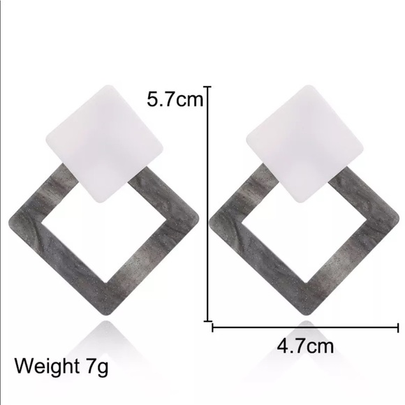 ✨”LATTE LOVE” GEO SHAPED ACRYLIC EARRINGS/NEW - Picture 6 of 6